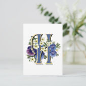 Handgemalte Pansy Initial - H Postkarte (Stehend Vorderseite)
