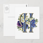 Handgemalte Pansy Initial - H Postkarte (Vorne/Hinten)