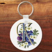 Handgemalte Pansy Initial - K Schlüsselanhänger (Vorderseite)