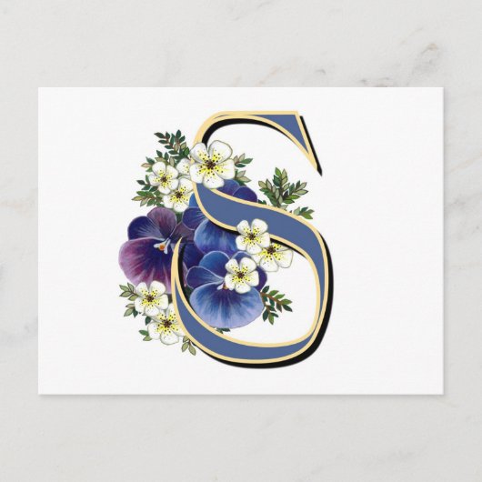 Handgemalte Pansy Initial Monogramm - S Postkarte (Vorderseite)