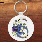 Handgemalte Pansy Initial Monogramm - S Schlüsselanhänger (Vorderseite)