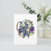 Handgemalte Pansy Initial Monogramm - W Postkarte (Stehend Vorderseite)