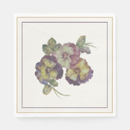Handgemalte Pansy Luncheon Napkins — Pflaume und G Serviette