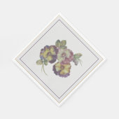 Handgemalte Pansy Luncheon Napkins — Pflaume und G Serviette (Ecke)