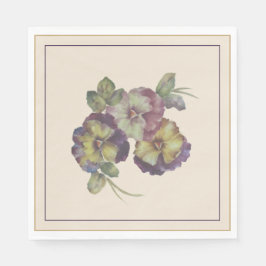 Handgemalte Pansy Luncheon Napkins — Pflaume und G Serviette