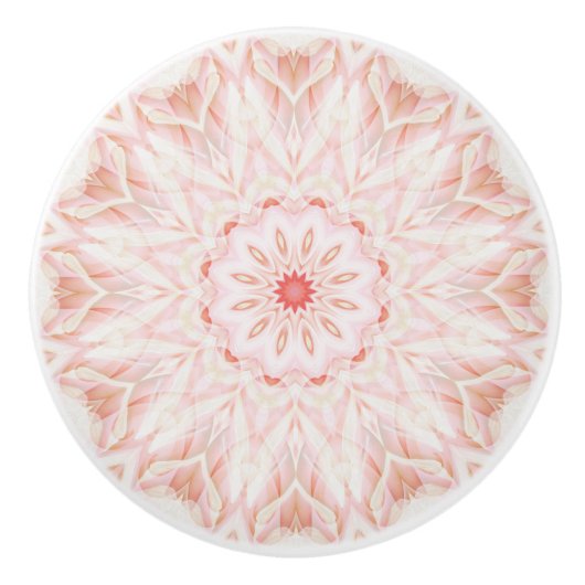 Handgemalte Pastel Apricot Mandala Keramikknauf (Vorderseite)