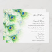 Handgemalte Pfauenfedern Hochzeitsfeiern Einladung (Vorne/Hinten)