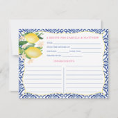 Handgemalte Positano Lemons Royal Blue Recipe Card Einladung (Vorderseite)