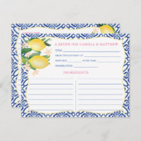Handgemalte Positano Lemons Royal Blue Recipe Card