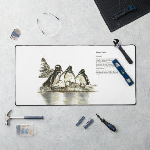 Handgemalte Print gefährdete Pinguin Mouse Pad Schreibtischunterlage