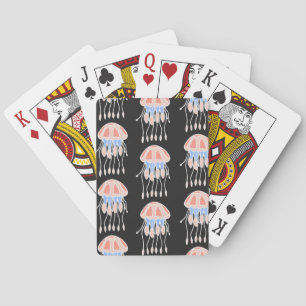 Handgemalte Quallen, lebendiges Vintage-Muster. Spielkarten