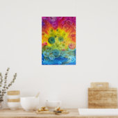 Handgemalte Regenbogen-Abstraktkunst Gouache Poster (Küche)