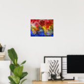 Handgemalte Regenbogen-Blasen-Abstrakte Kunst Poster (Heimbüro)