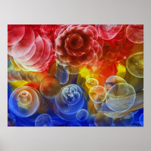 Handgemalte Regenbogen-Blasen-Abstrakte Kunst Poster (Vorne)