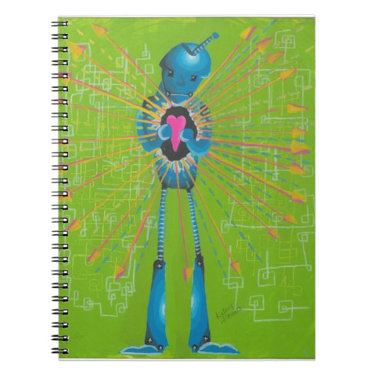 Handgemalte Robot-Notebooks Notizblock (Vorderseite)