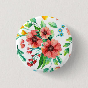 Handgemalte rosa Blume Blumenmuster-23498 Button