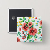 Handgemalte rosa Blume Blumenmuster-23498 Button (Vorne & Hinten)