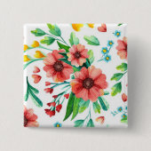 Handgemalte rosa Blume Blumenmuster-23498 Button (Vorderseite)