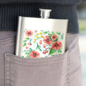 Handgemalte rosa Blume Blumenmuster-23498 Flachmann (Beispiel)