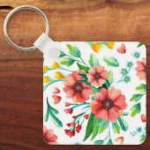 Handgemalte rosa Blume Blumenmuster-23498 Schlüsselanhänger (Vorderseite)