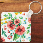 Handgemalte rosa Blume Blumenmuster-23498 Schlüsselanhänger (Rückseite)