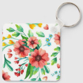 Handgemalte rosa Blume Blumenmuster-23498 Schlüsselanhänger (Rückseite)