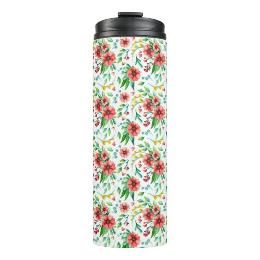 Handgemalte rosa Blume Blumenmuster-23498 Thermosbecher (Vorderseite)