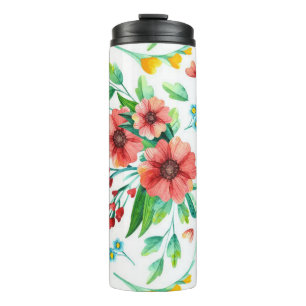 Handgemalte rosa Blume Blumenmuster-23498 Thermosbecher