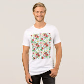 Handgemalte rosa Blume Blumenmuster-23498 Tri-Blend Shirt (Vorderseite voll)