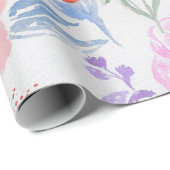 Handgemalte rosa korallenrote Watercolor-Blumen Geschenkpapier (Rolleneckpunkt)