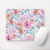 Handgemalte rosa korallenrote Watercolor-Blumen Mousepad (Mit Mouse)