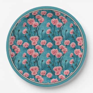 Handgemalte rosa Nelken Pappteller
