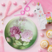 Handgemalte Rose im antiken Stil zum Geburtstag Pappteller (Party)