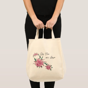 Handgemalte Rose La Vie en Rose Tragetasche