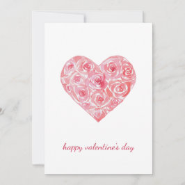 Handgemalte Rose Wasserfarbe Valentinstag Herz Feiertagskarte