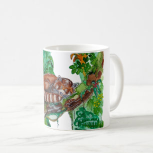 Handgemalte rot schlafende Panda Wasserfarben-Kuns Kaffeetasse
