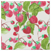 Handgemalte rote grüne Erdbeeren des Aquarells Stoff (Nahaufnahme)