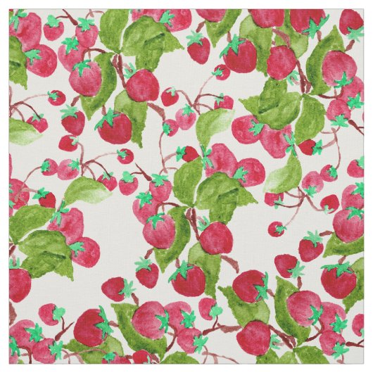 Handgemalte rote grüne Erdbeeren des Aquarells Stoff (Muster)