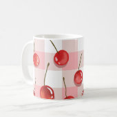 Handgemalte rote Kirschen nahtloses Muster Kaffeetasse (Vorderseite Links)