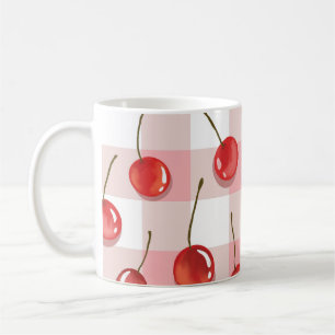 Handgemalte rote Kirschen nahtloses Muster Kaffeetasse