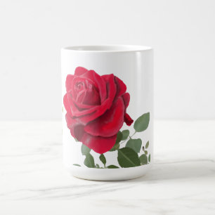 Handgemalte rote Rose Kaffeetasse