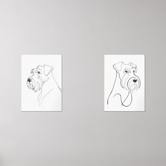 Handgemalte Schnauzer Minimalistische Haustierarbe Bilderwand Sets (Vorderseite)