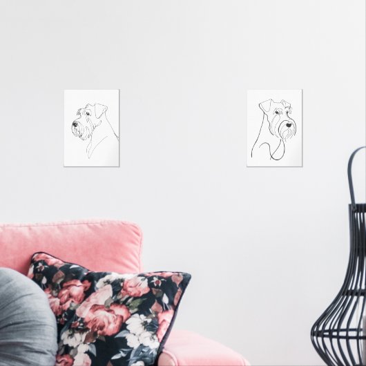 Handgemalte Schnauzer Minimalistische Haustierarbe Bilderwand Sets (Wohnzimmer)