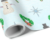Handgemalte Schneemann-Strick in einem Winterwunde Geschenkpapier (Rolleneckpunkt)