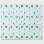 Handgemalte Schneemann-Strick in einem Winterwunde Geschenkpapier (Flach)