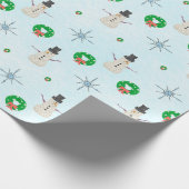 Handgemalte Schneemann-Strick in einem Winterwunde Geschenkpapier (Ecke)