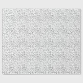 Handgemalte, schwarz-kurvenförmige Muster auf Weiß Geschenkpapier (Flach)