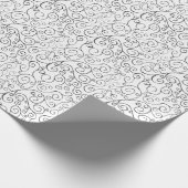 Handgemalte, schwarz-kurvenförmige Muster auf Weiß Geschenkpapier (Ecke)