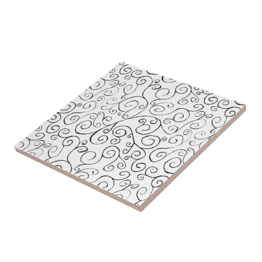 Handgemalte schwarze Krümmung auf Weiß Fliese (Seite)