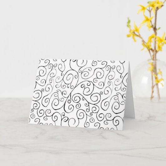 Handgemalte schwarze Krümmung auf Weiß Karte (Gelbe Blume)